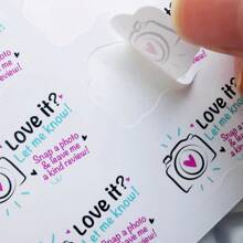 100PCS Love It Let Me Know With Cute Camera Design Stickers 1.6 Inch Thank You Stickers,Bakeries Stickers,Handmade Stickers,Small Business Stickers, Envelopes Stickers, Gift Bags Packaging Back To School - White - View 5