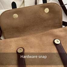 1個復古郵差包女士大容量紋理簡約肩背斜挎包，2024年春季新品 - 彩色 - 查看 9