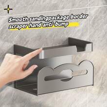 1 件壁挂式纸巾架，自粘式，无需钻孔安装，用于卫生纸卷的塑料收纳架，家庭收纳用品 - 彩色 - 查看 6