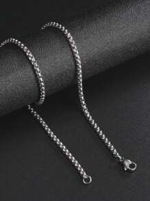 1入組不銹鋼2-4mm龐克盒鏈項鍊，男女皆宜的嘻哈風時尚珠寶飾品