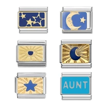 10mm*9mm Italian Charm Bracelet Link, Modular Stainless Steel Link, Neutral Style Bracelet Links For Woman Man To Create Personalized Bracelet - 3 Star - View 3