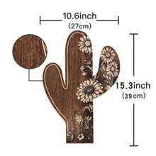 2pcs Putuo Decor Cactus Shaped Sign, Mexico Style Dark Wooden Wall Decoration, Suitable For Home Farmhouse Coffee Shop, 15.7 X 10.6 Inches,Home Decor ,Room Decor,Wall Decor Gifts Birthday Graduation