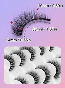 Asiteo 7 Pairs Natural Long Fake Eyelashes, Reusable Soft Volume Lashes, Fine Fiber Curling Holding Wispy Lashes Strip Lashes, Lashes, Eyelashes, Fake Lashes - Black - View 3