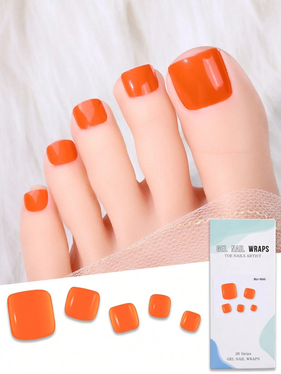 Beauty Sticker 26 Miếng Dán Móng Tay Dạng Gel Bán Chữa, Bộ Bọc Móng Tay Màu Cam Đơn Giản Mùa Hè, Miếng Dán Móng Tay Tự Dính Cho Phụ Nữ Và Bé Gái Với 1 Dũa Móng Tay, Độ Phủ Đầy Đủ, Chất Lượng Salon, Yêu Cầu Đèn UV DIY - Màu Cam san hô - Xem 1