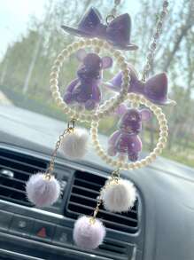 1 Xe Ô Tô Mặt Dây Trang Trí Xe Ô Tô Nội Thất Gấu Mặt Dây Chuyền Gương Chiếu Hậu Mặt Dây Chuyền - Hồng - Xem 5