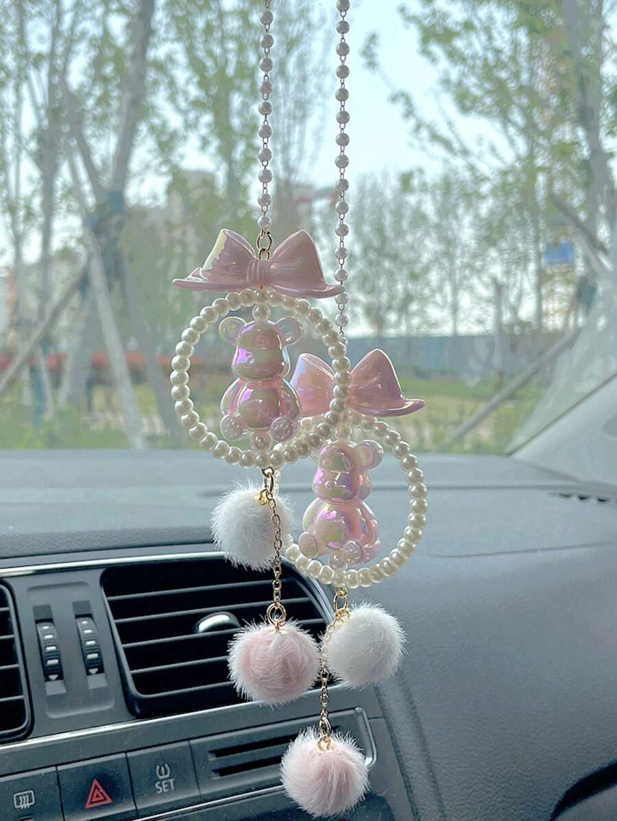 1 Xe Ô Tô Mặt Dây Trang Trí Xe Ô Tô Nội Thất Gấu Mặt Dây Chuyền Gương Chiếu Hậu Mặt Dây Chuyền