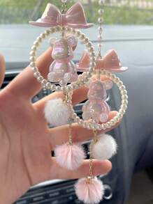 1 Xe Ô Tô Mặt Dây Trang Trí Xe Ô Tô Nội Thất Gấu Mặt Dây Chuyền Gương Chiếu Hậu Mặt Dây Chuyền - Hồng - Xem 7