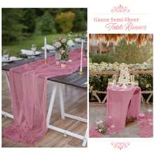 24 Pack Cheesecloth Table Runner 10Ft Boho Gauze Cheese Cloth Table Runner 35x120 Inch Long Rustic Sheer Table Decor For Wedding Bridal Shower Holiday Party - Dusty Rose - View 4