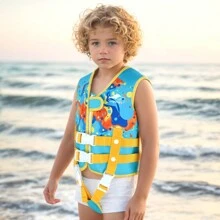 Toddler Swim Vest, Kids Float Jacket With Dual Adjustable Strap, Child Swimming Pool Vest For 2-8 Years Swimming Learning - Yellow - View 4
