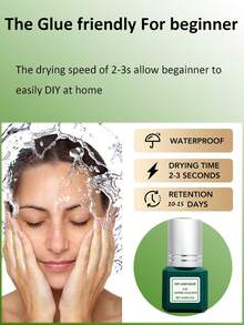 DIY睫毛延長膠套裝群組睫毛膠黑色敏感睫毛膠快速乾燥防水睫毛膠個別睫毛膠長效持久13-16天DIY睫毛延長膠牢固持有睫毛膠用於睫毛延長(5ML) - 綠色 - 查看 5