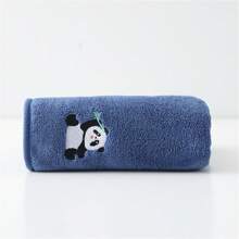 1入組加厚熊貓刺繡珊瑚絨超細纖維毛巾，高吸水性，柔軟，對皮膚友好，非常適合家用浴室洗臉、擦手、擦身體，並且能夠快速乾燥。完美的浴室配件。 - 藍色 - 查看 13