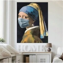 1入經典歐洲女性油畫畫布裝飾畫牆上抽象風景壁藝術印刷海報圖片，復古壁藝術海報環畫布油畫打印圖片適用於家居裝飾無框