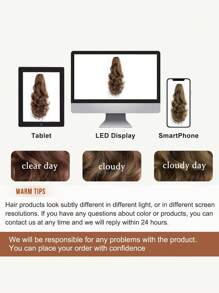 Cola de caballo en garra, peluca de cola de caballo sintética de 20 pulgadas con ondas, peluca diaria rizada para mujeres. Accesorios de cabello de color marrón claro o multicolor son opcionales para uso diario. - Marrón - Ver 9