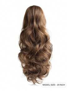 Cola de caballo en garra, peluca de cola de caballo sintética de 20 pulgadas con ondas, peluca diaria rizada para mujeres. Accesorios de cabello de color marrón claro o multicolor son opcionales para uso diario. - Marrón - Ver 2