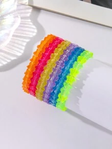 6pcs Multicolor Acrylic Beaded Bracelet With Star Charm For Daily Outfit Accessorizing