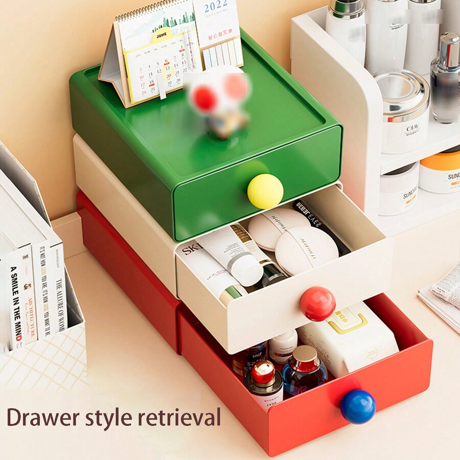 1pc Desktop Storage Box With Drawers, Simple Home & Office Desk