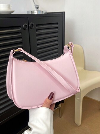 純色，極簡而優雅，光澤時尚，可愛且時尚的肩袋