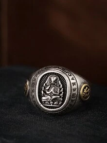 1 Tượng Phật Khắc Hoàng Đạo Trung Quốc 8 Nhẫn Phong Cách Retro, Unisex, Để Bảo Vệ, Cặp Đôi, Quà Tặng Cho Bạn Trai Và Bạn Gái, Tiệc, Đám Cưới, Đính Hôn, Trang Phục Hàng Ngày, Nhẹ Nhàng Và Đa Năng - Tám chiếc nhẫn hộ mệnh - Xem 4