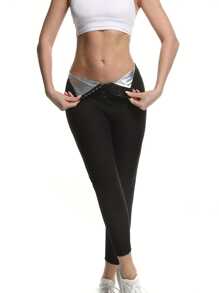 56388844 Pantalón de sauna para mujer para deportes y exterior de cintura alta que adelgaza la cintura, pantalón de compresión de entrenamiento de ejercicio, moldeador corporal para muslos, accesorios de gimnasio para fajas reductoras de abdomen, fajas lumbares para faja reductora de abdomen - Plateado - Ver 4