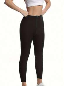 56388844 Pantalón de sauna para mujer para deportes y exterior de cintura alta que adelgaza la cintura, pantalón de compresión de entrenamiento de ejercicio, moldeador corporal para muslos, accesorios de gimnasio para fajas reductoras de abdomen, fajas lumbares para faja reductora de abdomen - Plateado - Ver 6
