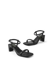 Woman Chunky Heeled Sandals, Elegant Ankle Strap Sandals For Summer Graduation Heels Prom Heels - Hitam - View 5