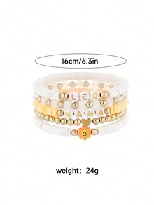 5 Pieces Of Soft Clay Mama Mother's Day Beaded Bracelets - Multicolor - View 3