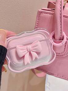 1 件粉色 3D 蝴蝶结设计耳机盒，兼容 Airpods Pro/3rd Gen - 粉色 - 查看 1