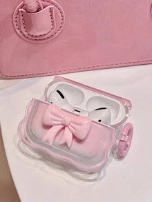 1 件粉色 3D 蝴蝶结设计耳机盒，兼容 Airpods Pro/3rd Gen - 粉色 - 查看 2