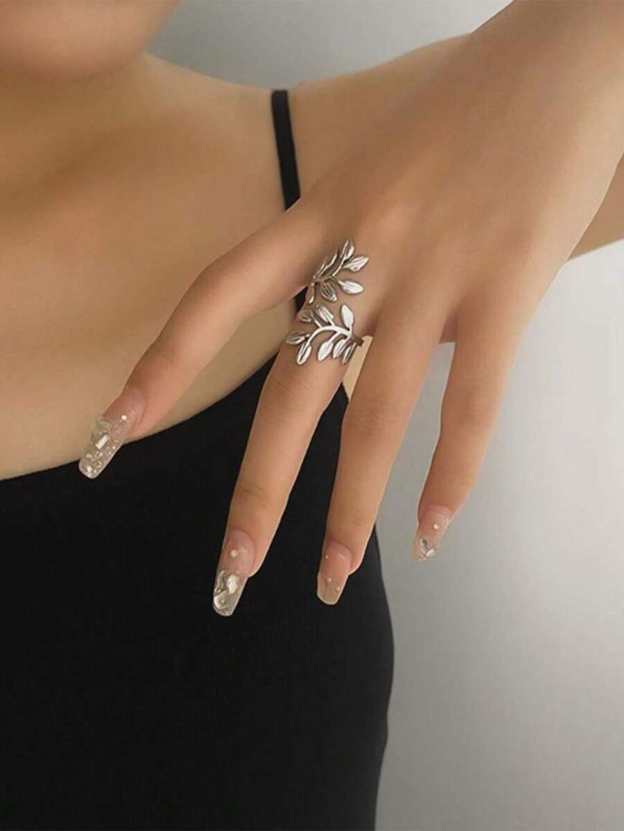 1 件叶子设计缠绕戒指万圣节戒指订婚结婚戒指