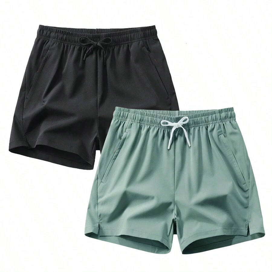 2pcs/Set Women's Colorful Breathable Sports Shorts For Running Or Casual Wear, Summer Women Boxer Shorts Jogger Shorts - Black - View 1