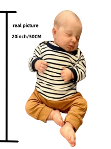 20-Inch Realistic Loulou Baby Reborn Doll With Painted 3D Soft Newborn (Send Bottle Nipple, Diaper, Birth Certificate, ) Series Doll Birthday Gift Cloth Body (Gender Free) Birthday Gift