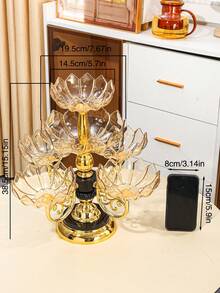 1set Crystal Fruit Plate, European-Style Luxury Crystal Multi-Layer Rotating Fruit Tray For Home Living Room - Multicolor - View 3