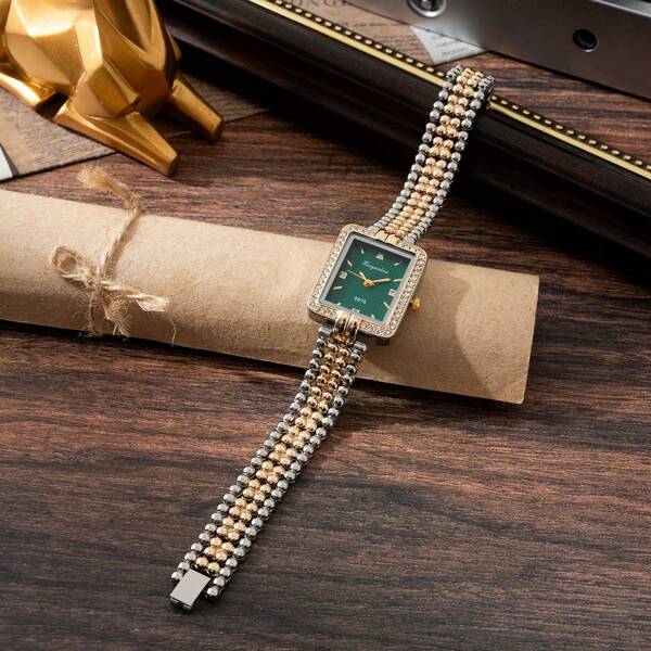 ساعة نسائية بسوار من الصلب بطبعة مربعة النسخة الكورية، ساعة سوار بسيطة وأنيقة متعددة الاستخدامات، ساعة مربعة صغيرة عصرية كهدية للطلاب العائدين إلى المدرسة