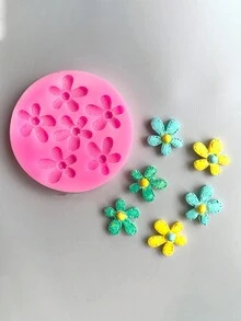 Molde de silicona de flor rosa de seis conectores simple - Multicolor - Ver 1
