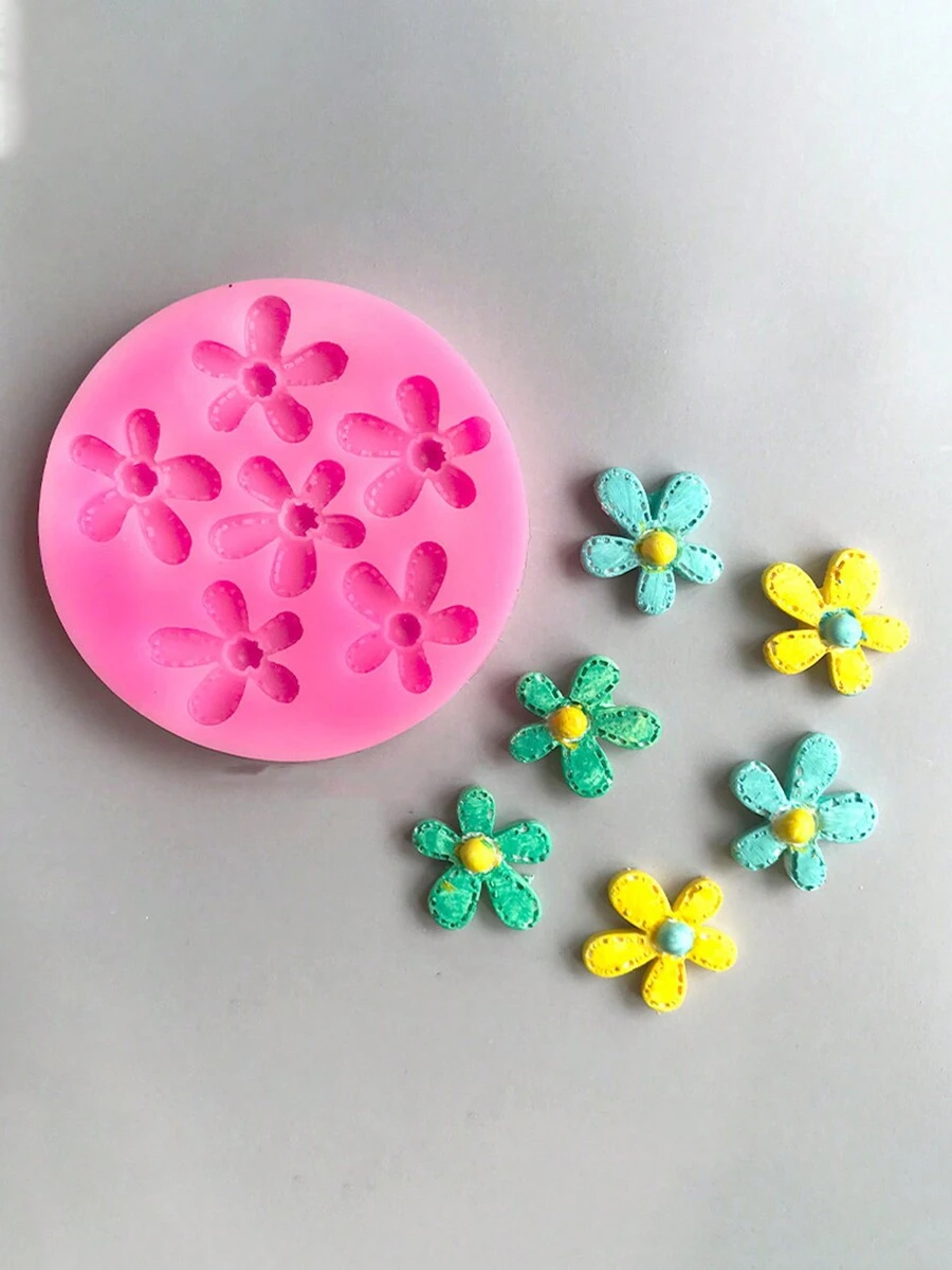 Molde de silicona de flor rosa de seis conectores simple - Multicolor - Ver 1