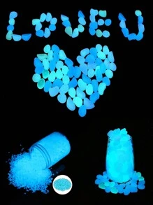 100/1000pcs Luminous Stones, Resin Glow In The Dark Rocks For Halloween Decor, Micro Landscape, Bonsai Decor, Pathway, Aquarium, Lawn, Yard, Home DIY Decor,Fall Decor - Blue - View 11