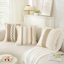 1pc Bohemian Style Tassel Cushion Cover For Sofa Home Decorative Pillow Case - Beige - View 6