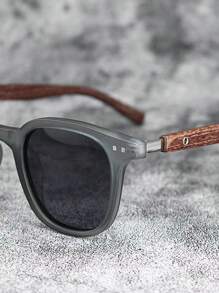 1pc Wood Grain Leg Rivet Fashion Unisex Fashion Glasses, Stylish For Summer Beach Vacation,Outdoor,Travel Back To School Fashionable Preppy School Look
