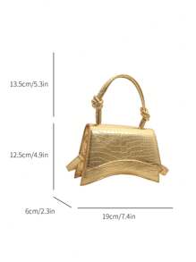 Fashionable Mini Commuter PU Handbag For Women, Convenient Design For Travel - Gold - View 4