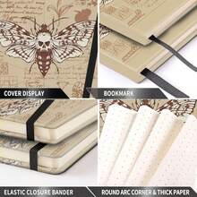 1本筆記本/日記本，月亮日記，女巫筆記本，女巫送禮物，帶有月亮和蚱蜢的巫術筆記本 - 橘色 - 查看 5