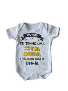 Body Infantil Manga Curta Para Bebê Branco Temático Frases Moda Verão