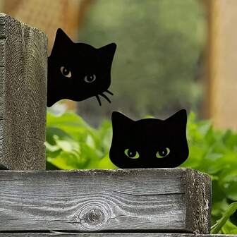 2pcs Cat Silhouette Metal Picks For Garden, Yard Art, Halloween Home Decor, Outdoor Decor, Lawn Decoration – Ideal Gift For Cat Lovers