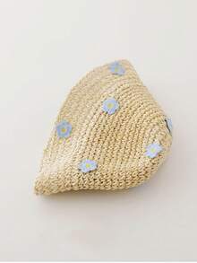 1入夏季兒童草編漏斗帽，親子透氣防曬帽，日式漏斗公主帽 - 米色 - 查看 6