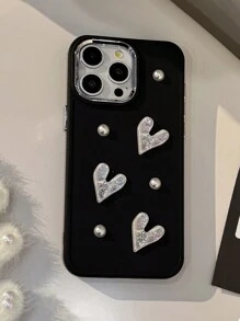 Electroplated Button Handmade DIY Pleated Heart Phone Case Waterproof Shockproof Anti-Fall Scratch Resistant - Multicolor - View 4