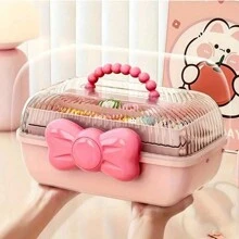 1pc 3-Tier Bowknot Hair Accessories Storage Box For Children, Portable Large Capacity Desk Makeup Organizer, Suitable For Hair Clips And Headbands Valentine Day