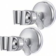 1/2入組萬用吸盤淋浴頭架，可調節固定掛架，360度旋轉鍍鉻淋浴頭支架，浴室配件 - 銀色 - 查看 11