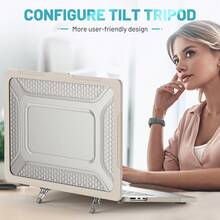 Air 13 2020年 2019年發行版A2337 M1 A2179 A1932專用保護殼，重型塑料硬殼設計，帶折疊支架和防震TPU殼，適用於Pro 13吋A2338/A2289 - 杏色 - 查看 8