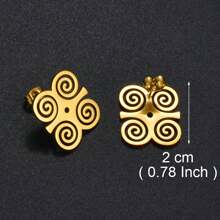1Pair African Ancient Cultural Symbol Stud Earrings Stainless Steel Akofena Adinkra Gye Nyame Sankofa Jewelry