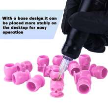 200Pcs Tattoo Ink Caps, Disposable Skull Tattoo Ink Cups Plastic Ink Caps For Tattooing Makeup Pigment, Ink Cups Tattoo Ink Holder Tattoo Supplies And Equipment - Pink - View 3