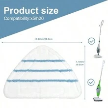 1入三角形蒸氣拖把替換墊，適用於蒸氣拖把，適用於浴室和廚房地磚，強力去汙，藍色條紋清潔配件 - 藍白色 - 查看 2